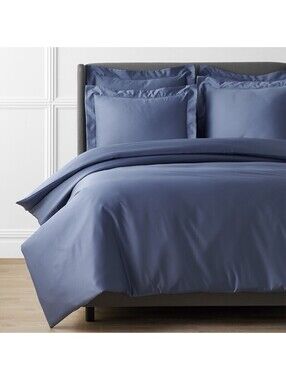 The Company Store Legends Hotel Supima Sateen Duvet Cover Blue Dusk Twin XL